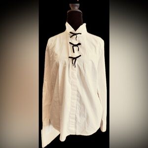 Elegant White Blouse with Black Accents